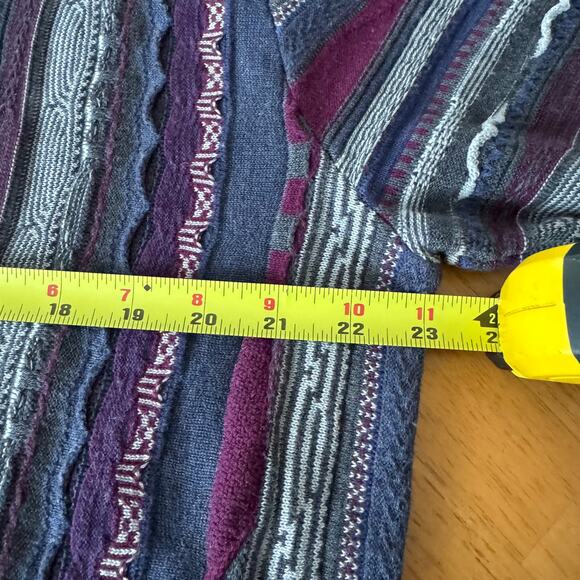 Vintage Norm Thompson Striped Grandpa Sweater Mens Size Large Purple Textured - Picture 12 of 12